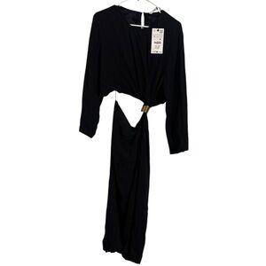 Zara Black Asymmetrical Long Sleeve Dress
